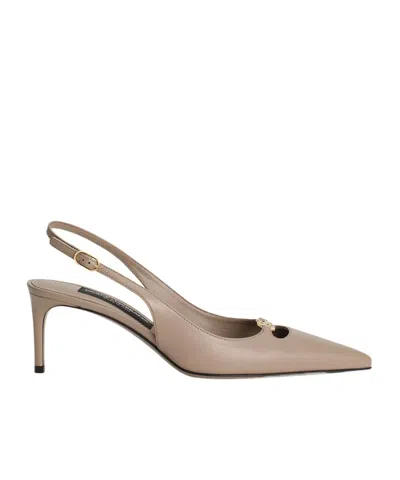 DOLCE & GABBANA DOLCE  GABBANA LOGO PLAQUE SLINGBACK PUMPS