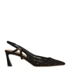 Dolce & Gabbana Leopard-design Lace Slingbacks With Fusible Rhinestones In Black