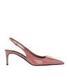 Dolce & Gabbana Pink Slingback With Metallic Logo In Patent Leather Woman In Pink