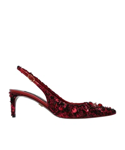 DOLCE & GABBANA DOLCE  GABBANA SEQUIN EMBELLISHED SLINGBACK PUMPS
