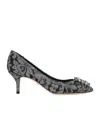 Dolce & Gabbana Bellucci 60 Lurex Lace Pumps With Brooch Detail In Black