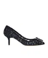 Dolce & Gabbana Scarpe Con Tacco In Pizzo Blu Notte Donna In Black