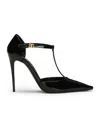 Dolce & Gabbana Elegant Black Leather T-strap Heels Sandals In Black