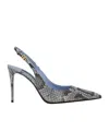 Dolce & Gabbana Python Skin Slingbacks In Gray