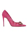 Dolce & Gabbana Rainbow Lace In Lurex Lace Pumps In Pink