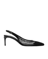 Dolce & Gabbana Vernice Patent Leather-trimmed Mesh Slingback Pumps In Black