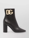 DOLCE & GABBANA POINTED TOE ANKLE BOOTS WITH BLOCK HEEL