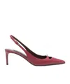 Dolce & Gabbana Bordeaux Slingback Pumps With Medium Stiletto Heel And Logo Plaque On The Front In Patent Leather Wo
