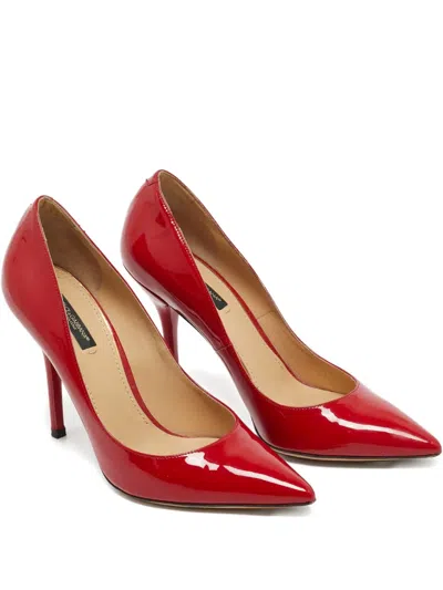 Pre-owned Dolce & Gabbana Pointed-toe Leather Pumps In Red