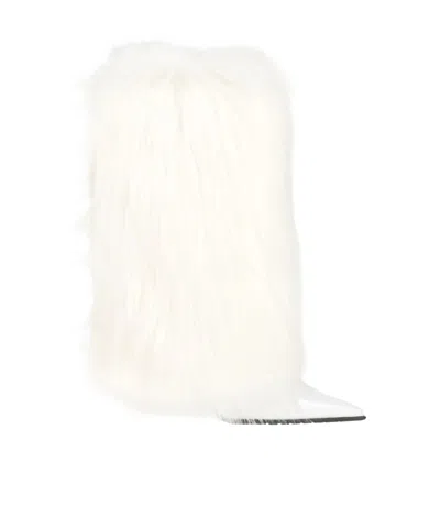 Dolce & Gabbana Pointed Toe Padded Boots In White