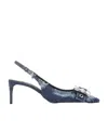Dolce & Gabbana Distressed Denim Pointed-toe Pumps In Blue
