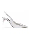 Dolce & Gabbana Embroidered Leather Slingback Pump In White