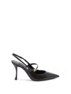 Dolce & Gabbana Pointed Toe Slingbacks With Delicate Ankle Strap In Black