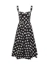 Dolce & Gabbana Pleated Polka-dot Cotton-poplin Midi Dress In Nero E Bianco