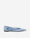 Dolce & Gabbana Mun Polished Leather Ballet Flats In Light Blue
