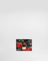 Dolce & Gabbana Polished Calfskin Rose Print Card Holder Accessories In Print