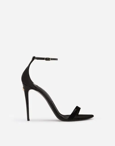 Dolce & Gabbana Polished Calfskin Sandals In Black