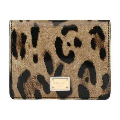 Dolce & Gabbana Polished Calfskin Wallet With Leopard Print