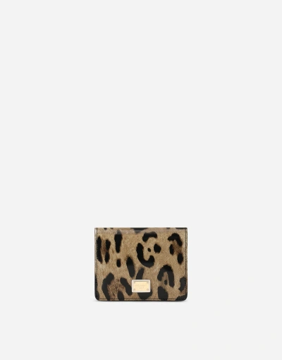 Dolce & Gabbana Polished Calfskin Wallet With Leopard Print In Animal Print