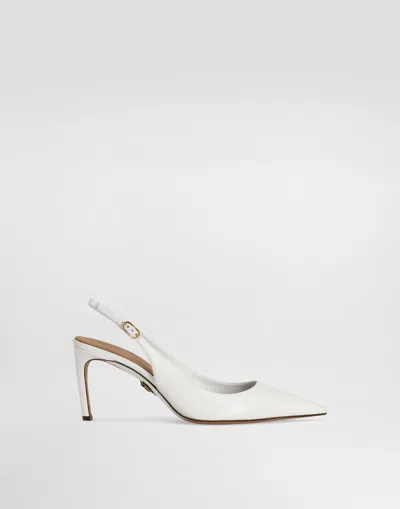 Dolce & Gabbana Polished Goatskin Slingbacks In White