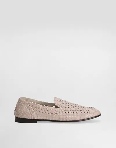 Dolce & Gabbana Polished Goatskin Slippers In Beige
