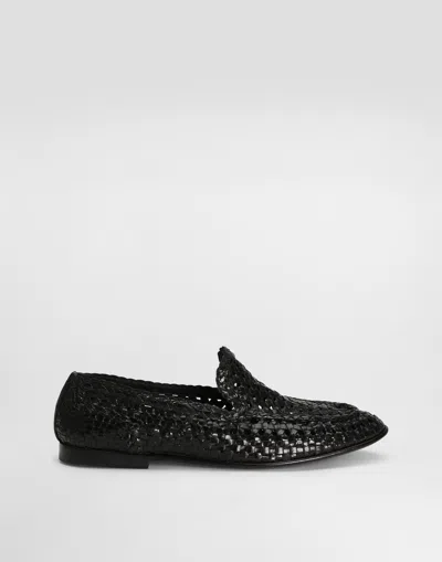 Dolce & Gabbana Polished Goatskin Slippers In Black