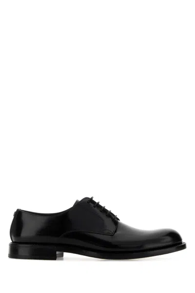 Dolce & Gabbana Polished Leather Oxford In Black