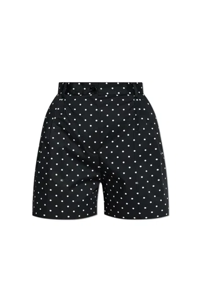 Dolce & Gabbana Polka Dot Print Shorts In Black