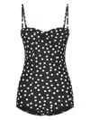 Dolce & Gabbana Polka Dot Print One-piece Swimsuit In Black