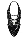 Dolce & Gabbana Polka Dot Belted Swimsuit In Black