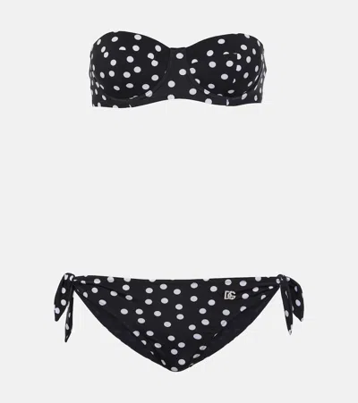 Dolce & Gabbana Polka-dot Bikini In Black