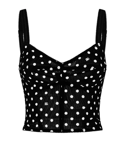 DOLCE & GABBANA POLKA-DOT BUSTIER TOP