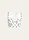 Dolce & Gabbana Polka-dot Cotton-blend Drill Crop Top In White Prt