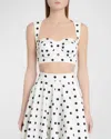 Dolce & Gabbana Polka-dot Cotton-blend Drill Crop Top In White Prt