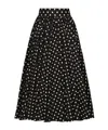 Dolce & Gabbana Pleated Printed Polka-dot Cotton-poplin Midi Skirt In Black