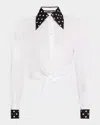 Dolce & Gabbana Polka Dot Print Cropped Shirt In White