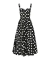 Dolce & Gabbana Pleated Polka-dot Cotton-poplin Midi Dress In Black
