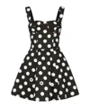Dolce & Gabbana Black And White Corset Minidress With Polka-dots Print In Cotton Drill Woman In Black