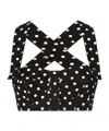 Dolce & Gabbana Cotton Corset Top With Polka-dot Print In Black