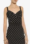 Dolce & Gabbana Logo Polka-dot Print Marquisette Bustier Top In Black