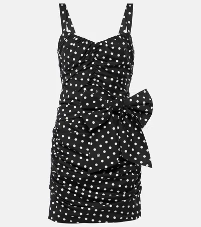 Dolce & Gabbana Polka-dot Cotton-blend Minidress In Black