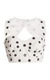 Dolce & Gabbana Polka-dot Cotton-blend Drill Crop Top In White