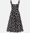 Dolce & Gabbana Pleated Polka-dot Cotton-poplin Midi Dress In Black