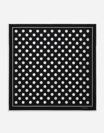 DOLCE & GABBANA POLKA-DOT COTTON SCARF (90X90)