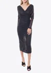 Dolce & Gabbana Polka Dots Tulle Draped Midi Dress In Blue