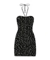 Dolce & Gabbana Mini Black Draped Dress With Polka Dots Print In Black