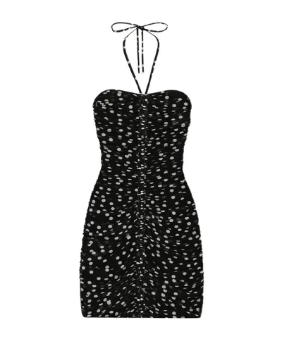 Dolce & Gabbana Black Draped Tulle Dress