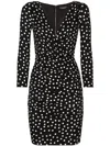 Dolce & Gabbana Polka Dot-printed Plunging V-neck Mini Dress In Black