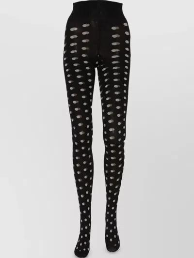 Dolce & Gabbana Polka Dot Fishnet Pantyhose In Black