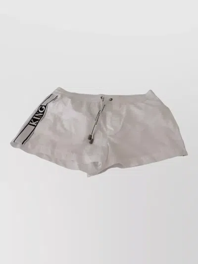 Dolce & Gabbana Polka Dot Floral Print Triangle Shorts In Gray